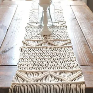 Macrame Table Runner with Tassels Bohemian Woven